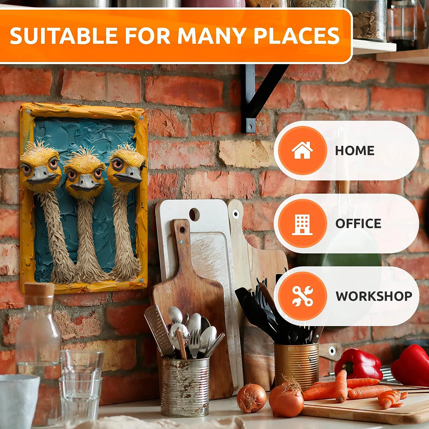 Винтажная Металлическая Жестяная Вывеска Страуса 8x12 Дюймов Забавный Уникальный