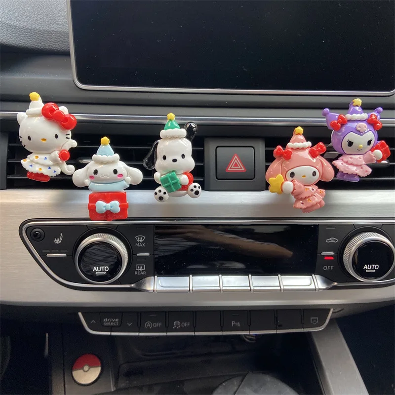 

Kawaii Sanrioed Hello Kitty Car Air Outlet Decoration Kuromi Cinnamoroll Pompompurin Cartoon Aromatherapy Ornaments Accessories