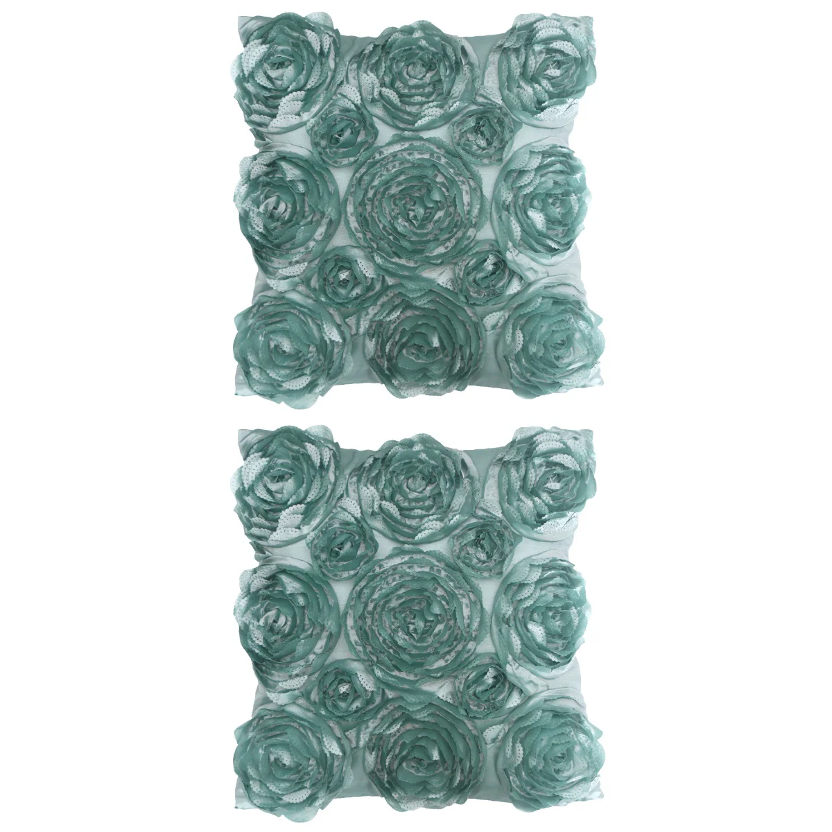 

2 шт. 42x42 см, 3D Роза, квадратная декоративная подушка, диван, домашняя комната, Детская (мятно-зеленый)