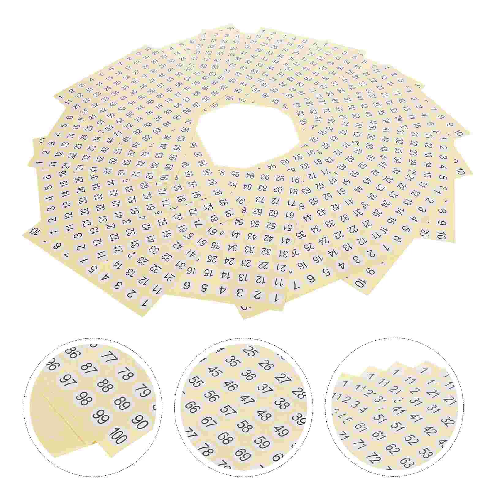 

15 Sheets Breaker Adhesive Number Stickers Labels Tags Round Numbered Sign Letter 1-100 Logo Office