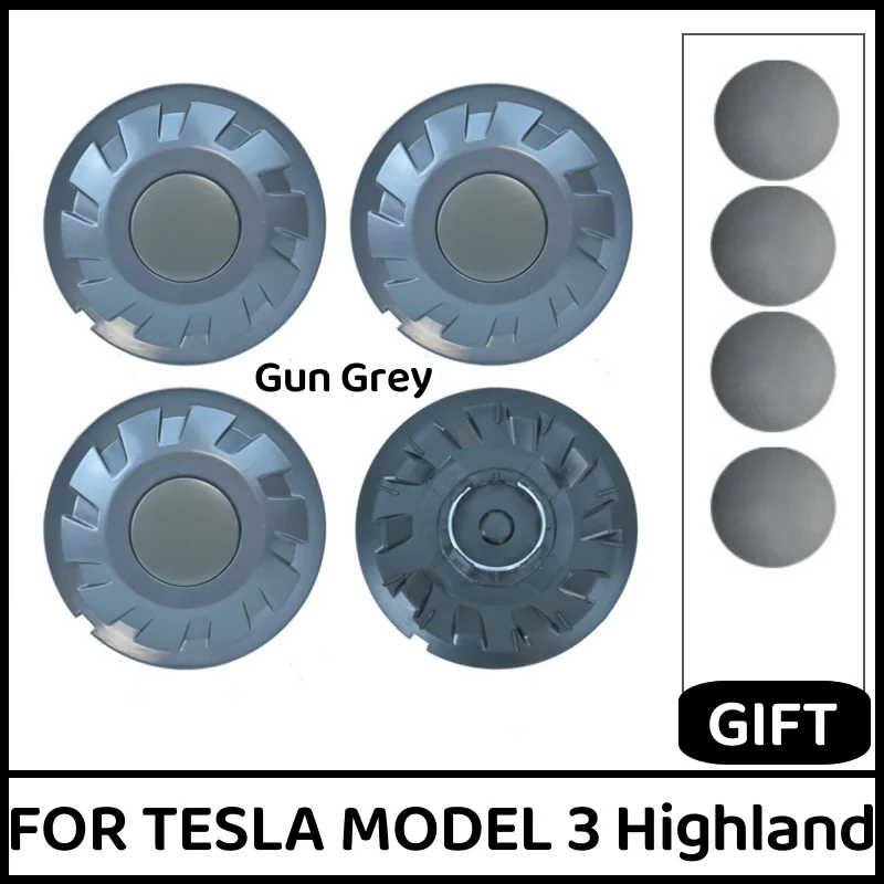 Колпачки для ступицы колеса 4 шт., сменные колпачки для центрального кольца, для полноразмерных ободов колеса Tesla Model 3, аксессуары для Highland 2024, 18 дюймов