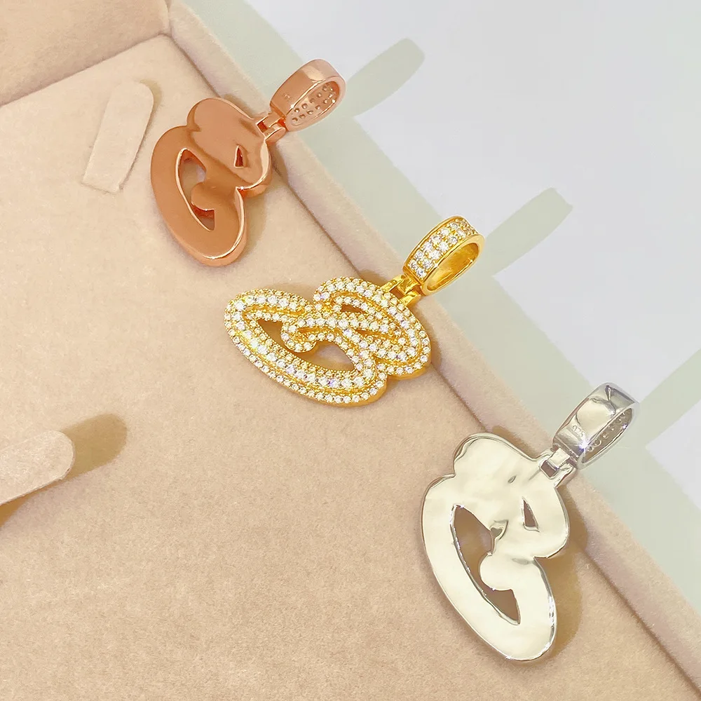 Moissanite B Pendant Necklaces For Men S925 Silver Real Diamond Necklace Women Jewelry Pass Tester With GRA 