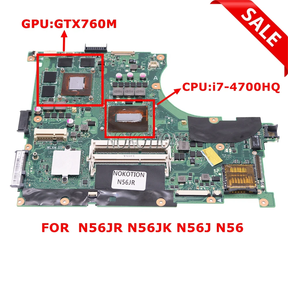 Материнская плата NOKOTION 60NB0320-MB1040-201 для ноутбука ASUS N56JR N56JK N56J N56 с процессором i7-4700HQ
