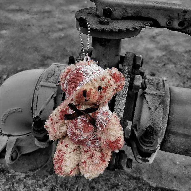 Fashion Injured Teddy Bear Plush Pendant Toys Gloomy Bear Keychain Keyring Dolls Cartoon Bear Soft Stuffed Plush Doll Girls Gift images - 6