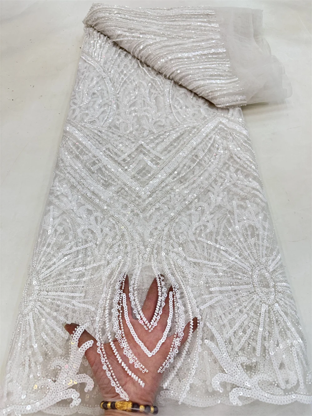 

Новейшая ткань с блестками 2023, кружевная ткань с бисером, вышитая тюль, ткань с Африканским кружевом для свадебной вечеринки QF0716