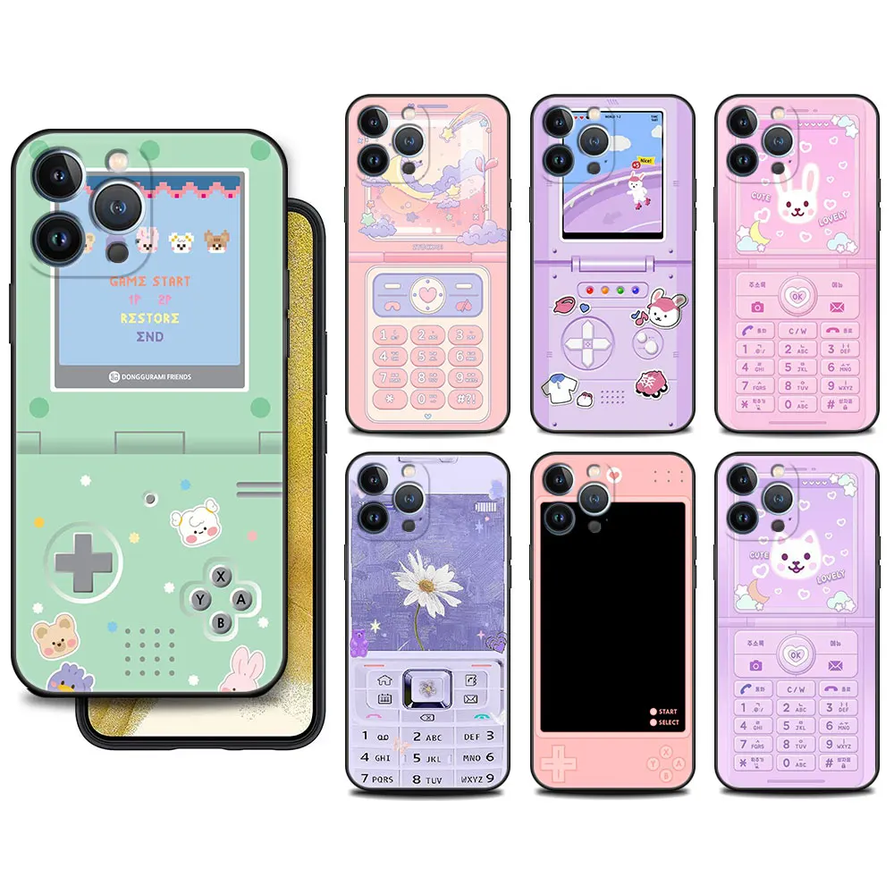 

Case For Apple iPhone 11 13 14 12 Pro 7 Plus XR X XS Max 6 6S 13Pro Max Black Silicone Phone Funda Cartoon Mobile Phone Panel