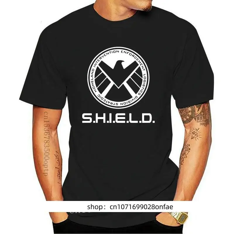 Купи New Marvels Agents Of Shield MenT Shirt Tee T Shirt Men Black Short Sleeve Cotton Hip Hop T Shirt Print Tee Shirts за 427 рублей в магазине AliExpress