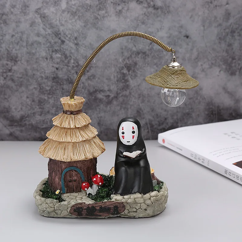 Japanese Anime Studio Ghibli Totoro No Face Man LED Night Light Dolls Miyazaki Hayao Spirited Away Resin Action Figure Kids Toys