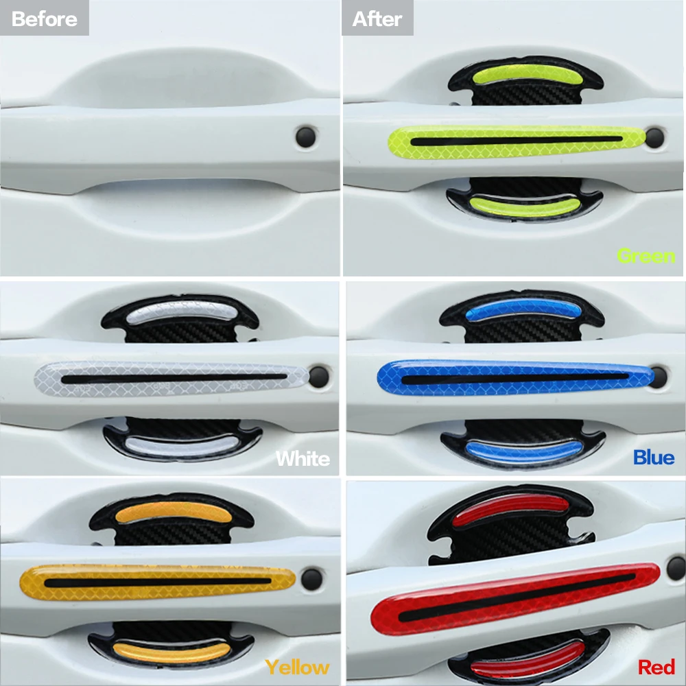 8 шт. светоотражающие полосы на дверную ручку автомобиля Fiat Grande Punto Evo 500 Stilo Bravo Palio