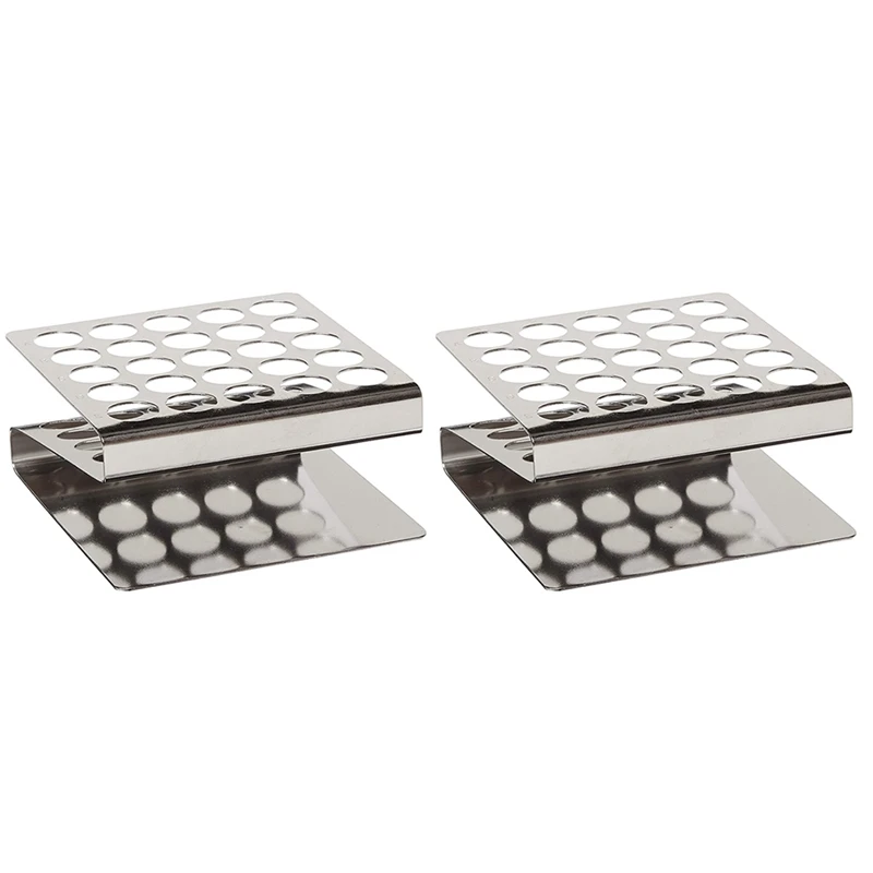 

NEW-2X Stainless Steel Test Tube Rack, Z Shape Tube Rack, Suitable For Tubes Of Dia. Less Than Equal 17Mm, 24Holes