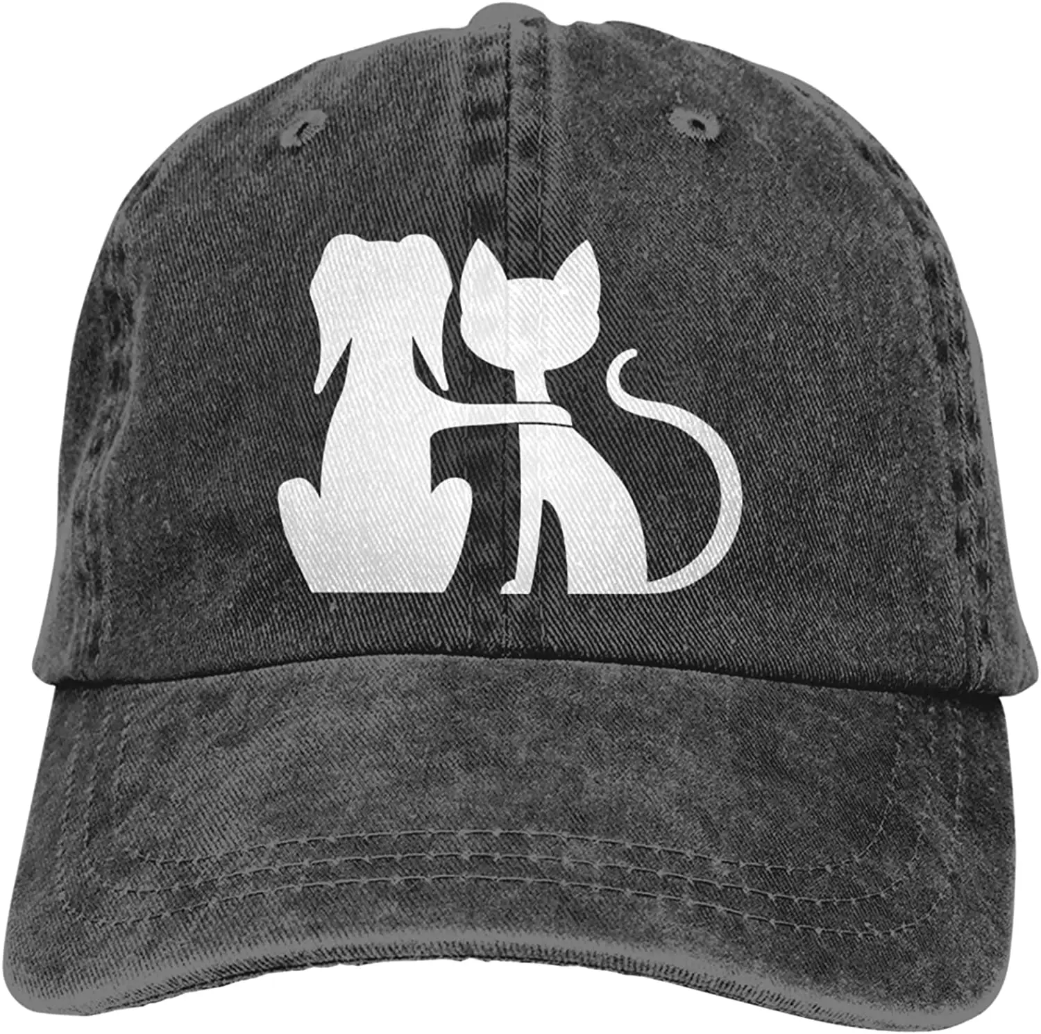 

cat and Dog Baseball Cap Funny Cowboy Hat Unisex Adult Vintage Trucker Hats Adjustable Washable
