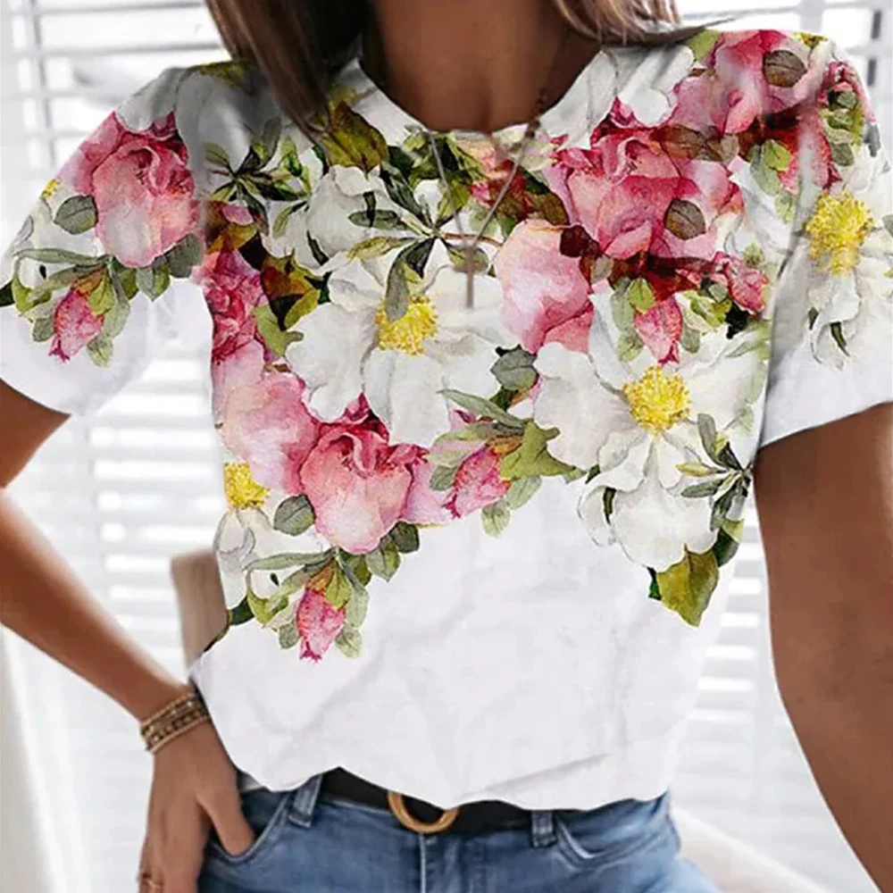 

Crew neck All-Season Short Sleeve None Women Polyester Regular Pullovers Casual Floral Pullover Other