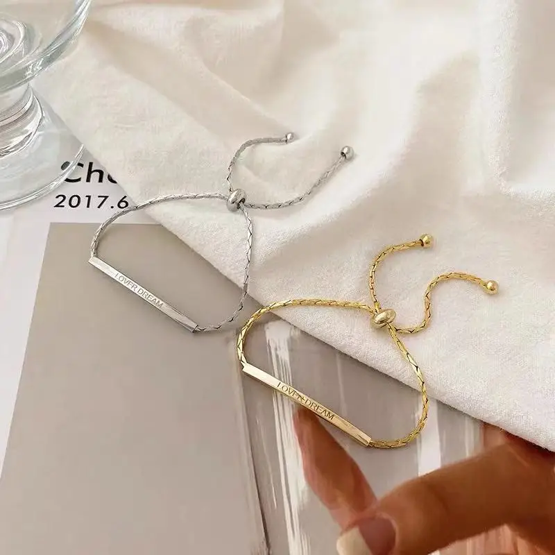Pull adjustable letter bracelets temperament versatile light luxury personality design bracelets elegant ladies hand jewelry