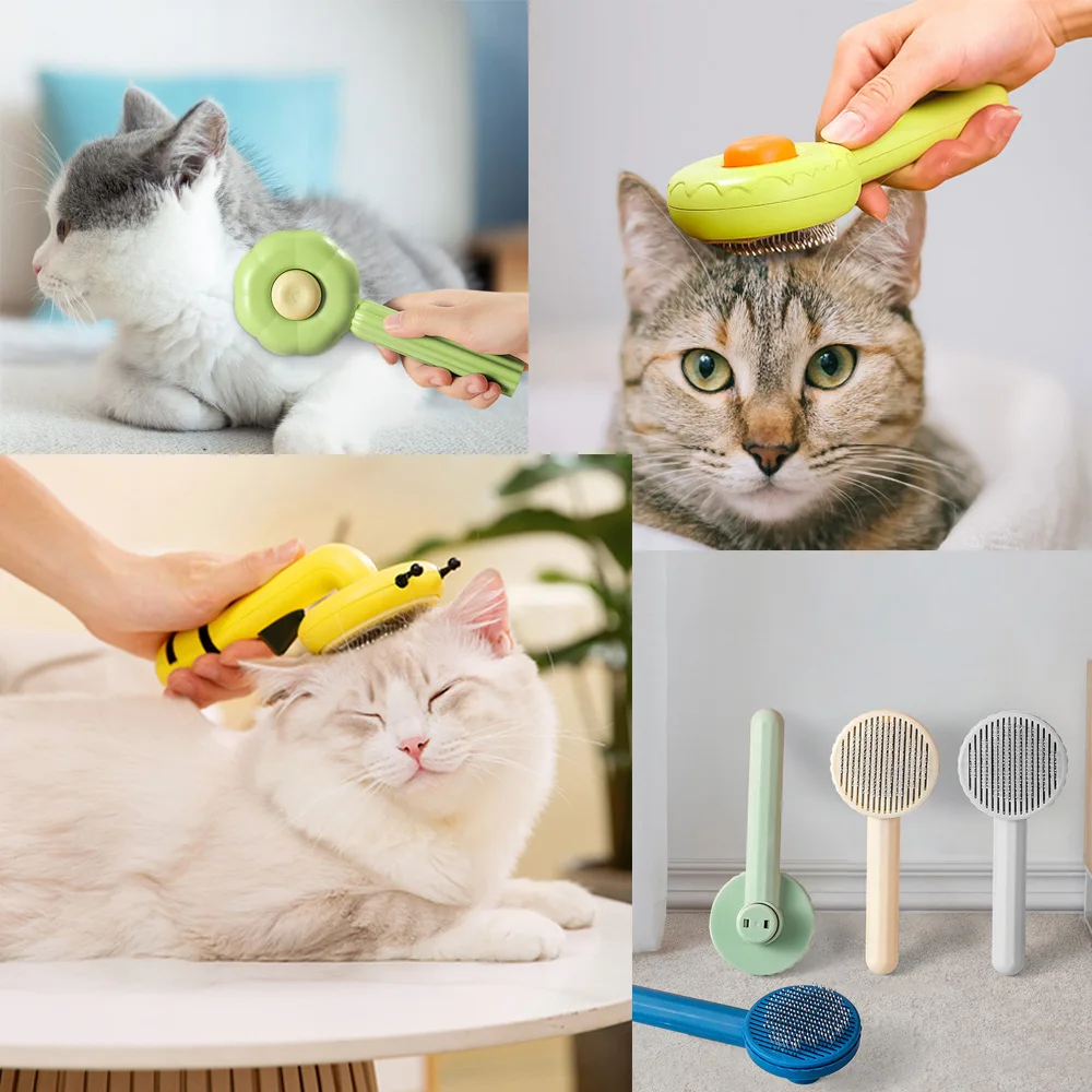 

Pet Cat Dog Cleaning Comb Slicker Brush Fast Hair Removal Self Hair Removes Deshedding Grooming Tool Flea Comb Pets Items