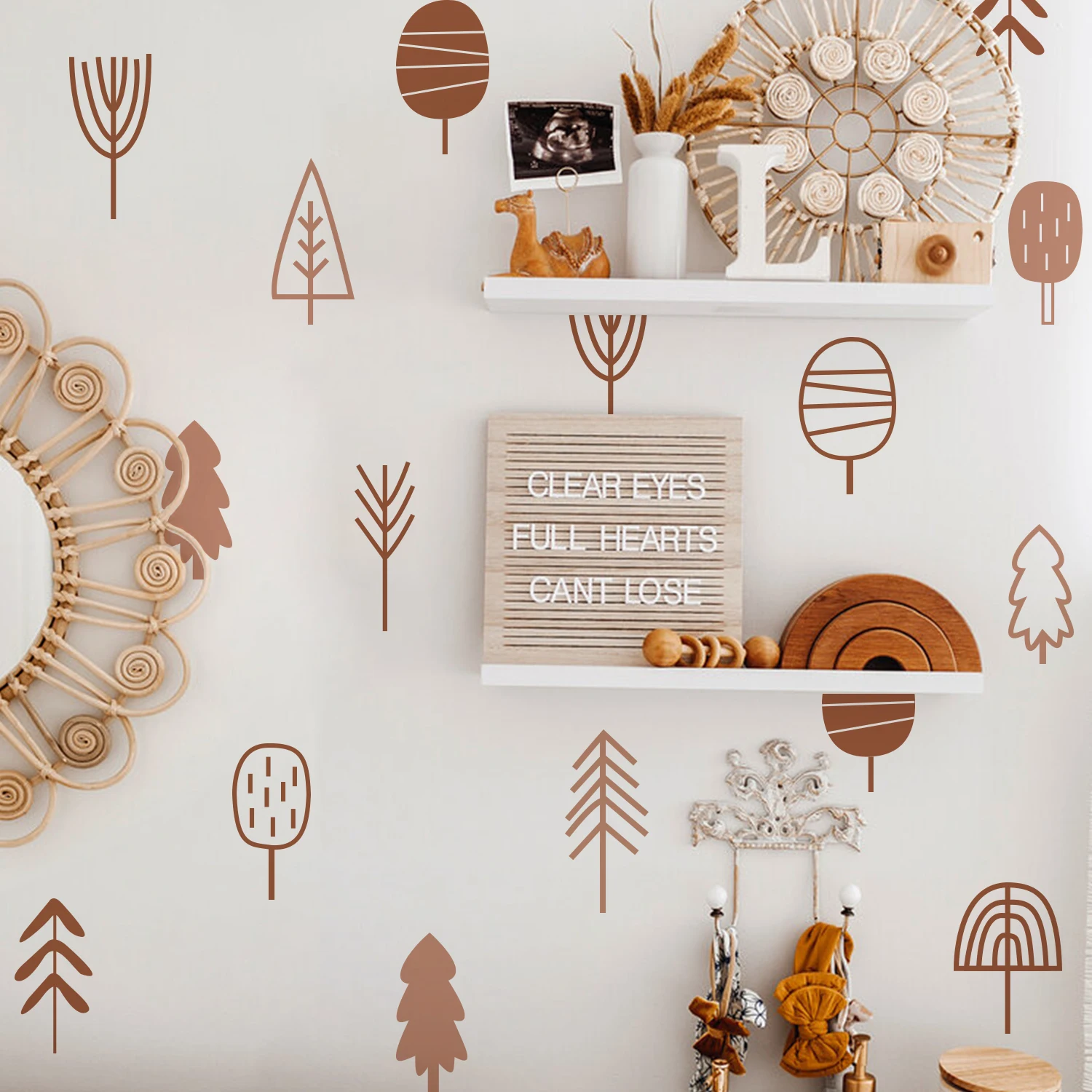 

Boho Woodland Trees Wall Stickers PVC Removable Decor Vinyl Wall Paper Mural Nursery Waterproof Baby's Room Home Wall Decoration