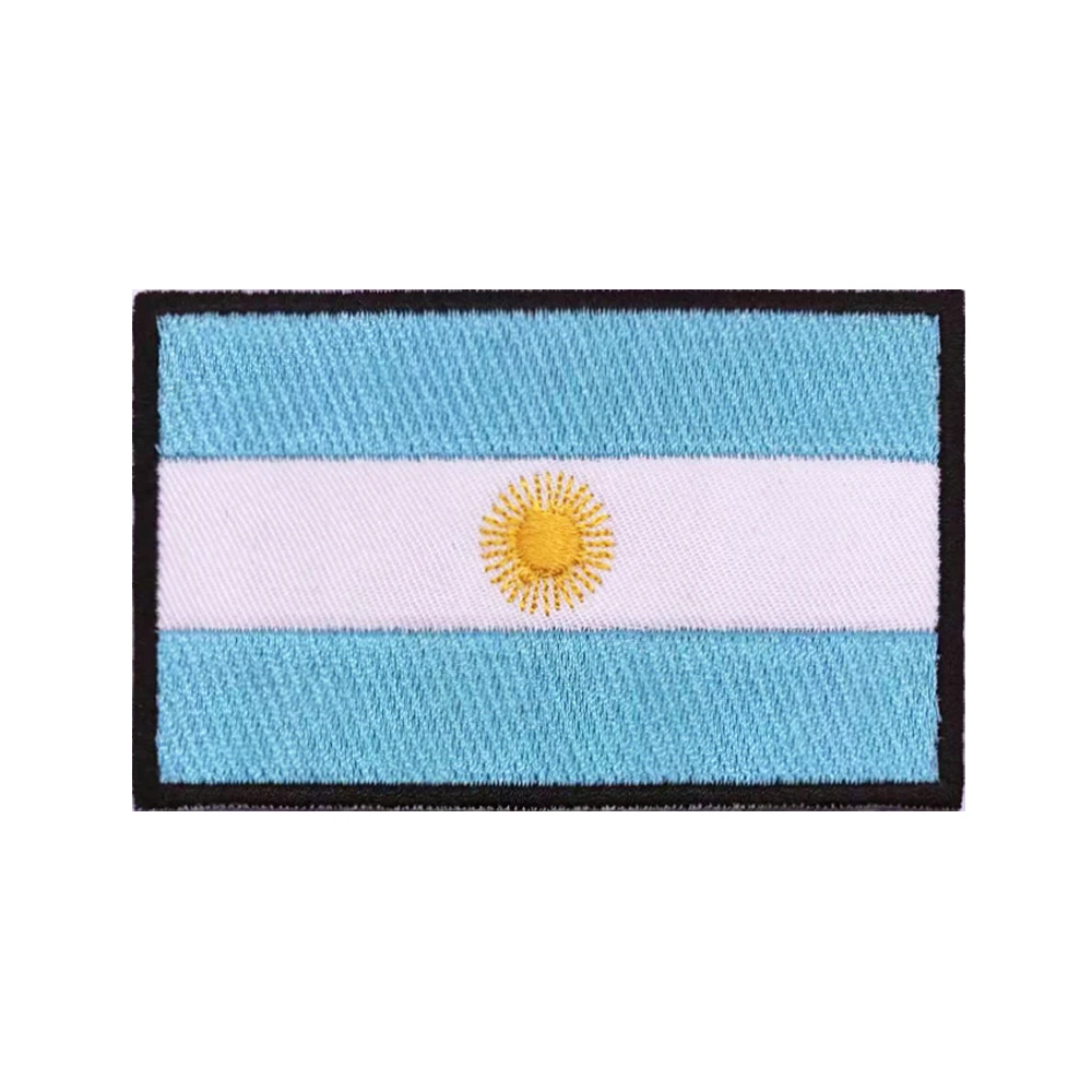 Argentina flag Patches Armband Embroidered Patch Hook & Loop Iron On Embroidery  Badge Military Stripe