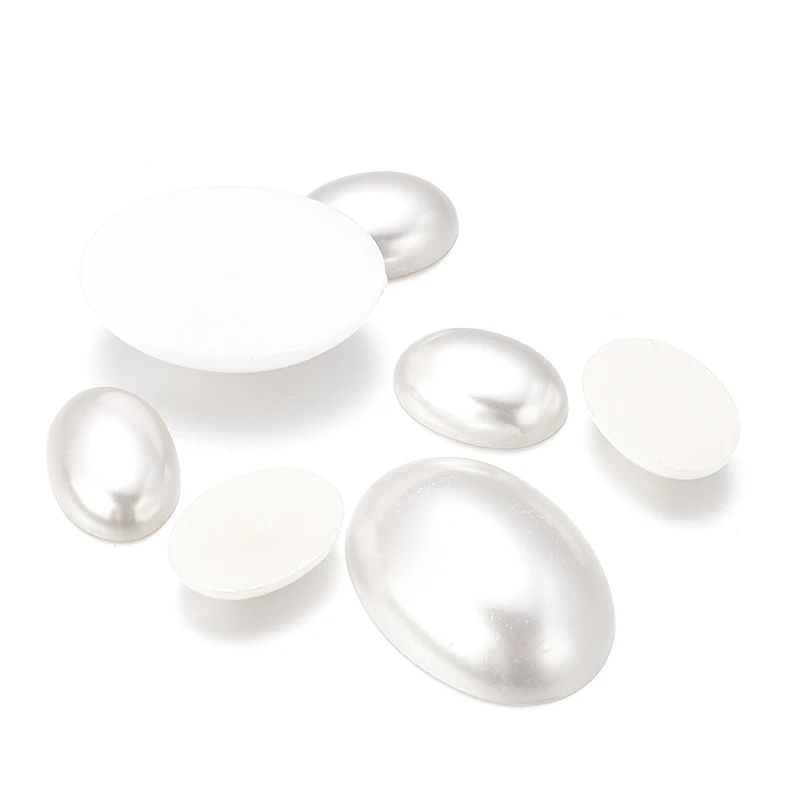 Exquisite Design Plastic Oval White Pearl Ring Face for Jewelry Making Accessories DIY Bracelets Necklace Earring Craft Kits