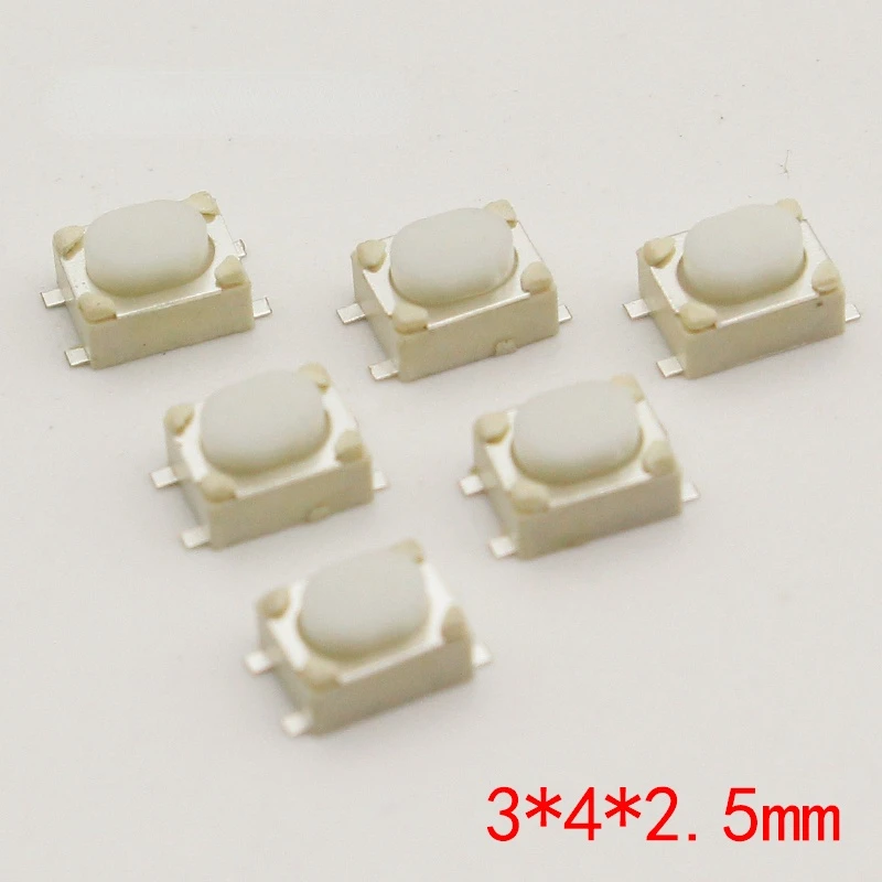 

50pcs/lot SMT 3x4x2.5MM 4PIN Tactile Tact Push Button Micro Switch G75 Self-reset Car Remote Control Switch