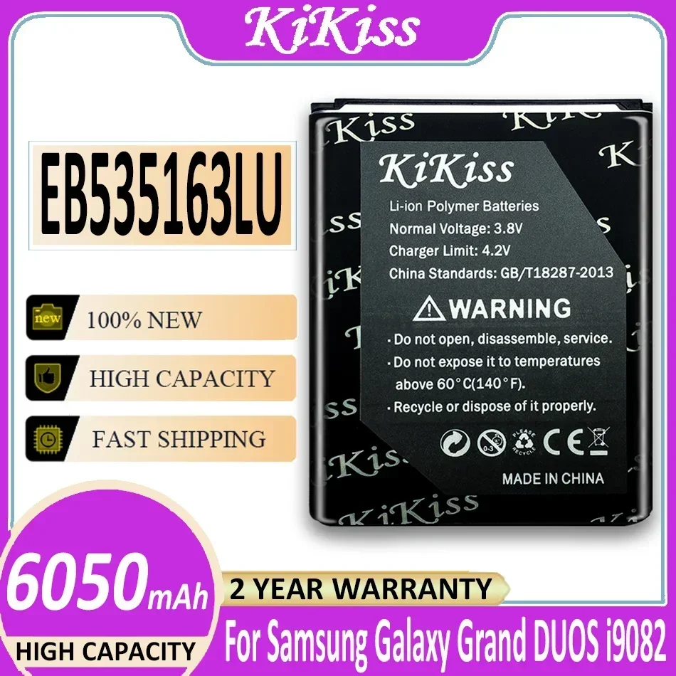 KiKiss Аккумулятор EB 535163 LU 6050 мАч для Samsung Galaxy Grand Duos I9082 I879 I9080 I9168 I9118 Neo+ I9060 Bateria