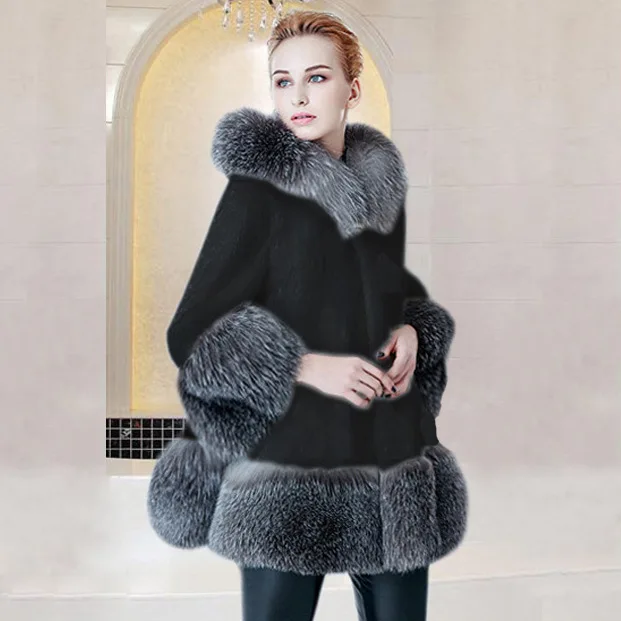 Winter 2022 Mink-fur Fashion Women's Plus-size Coat, Long Mink-fur Casual Coat, Women's Fox-fur