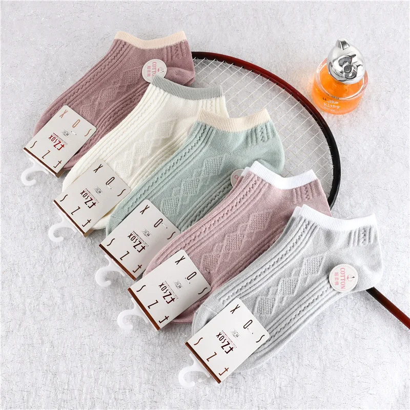 10 Pairs Japanese Style Solid Color Breathable Invisible Socks Girl Ankle Socks Spring Summer Low Cut Kawaii Socks Short Socks