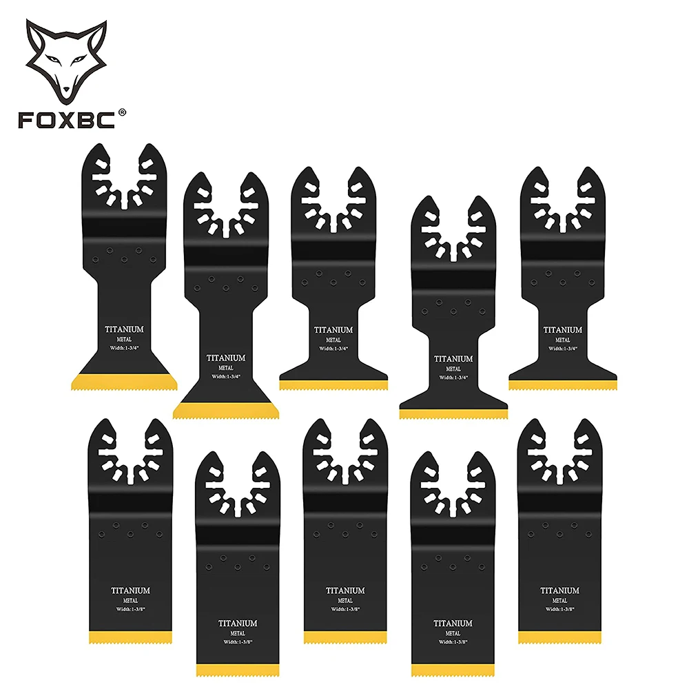 

FOXBC титановые Осциллирующие многофункциональные лезвия для жестких металлических ногтей дерево пластик подходит для Dewalt Rockwell Milwaukee Makita 10 шт.