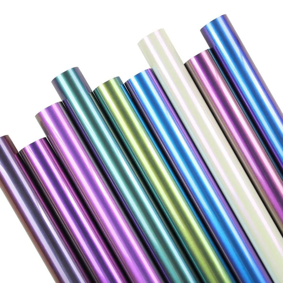 

1 roll 12"x20"/30.5cmx25/50/100cm Color Change Chameleon Heat Transfer Vinyl noctilucent Heat Press Machine Tshirt Iron On HTV