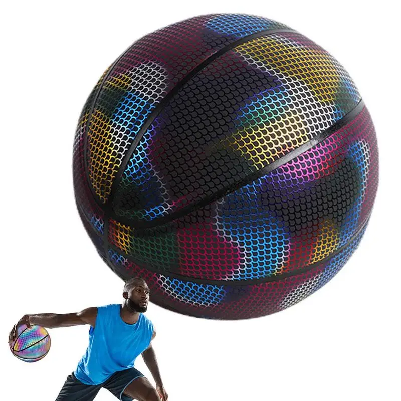 

Hologram Basketball Size 7 Reflective Basketballs Reflective Bright-Glow Material For Light Up Camera Shots