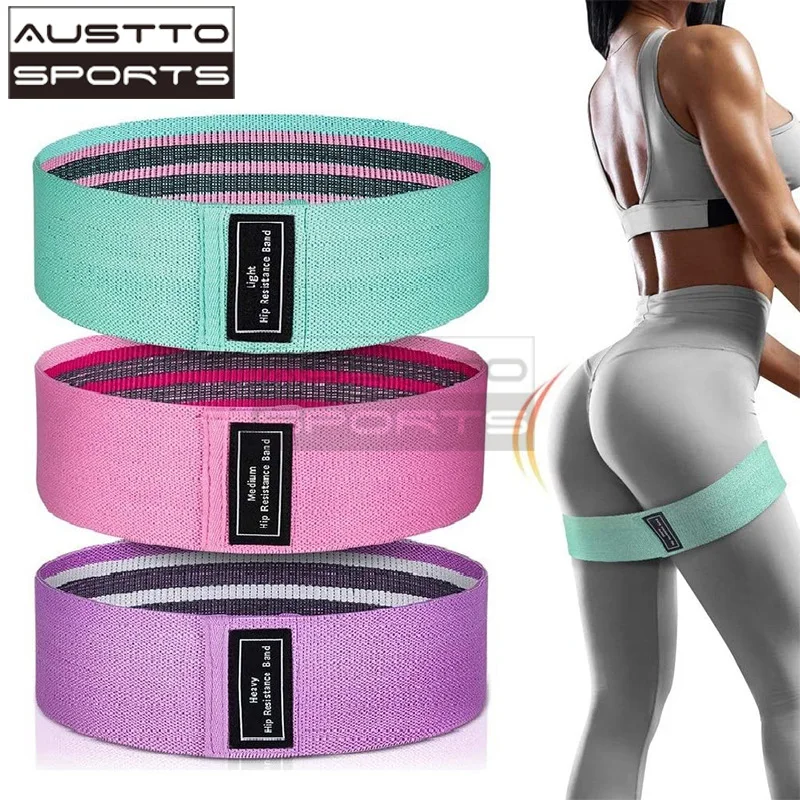 

Austto Exercise Resistance Bands Hip Booty Bands Stretch Workout Bands- Cotton Fabric Resistant Band for Legs Butt Body