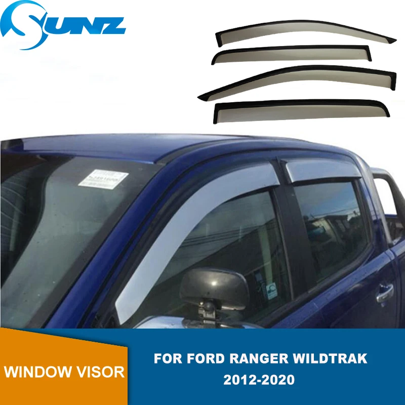 Deflectores de ventana lateral para Ford Ranger Wildtrak T6 T7 T8 2012-2021, visera de ventilación, protectores de sol y lluvia, SUNZ