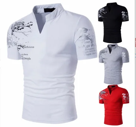 Футболка мужская приталенная с коротким рукавом Повседневный пуловер принтом