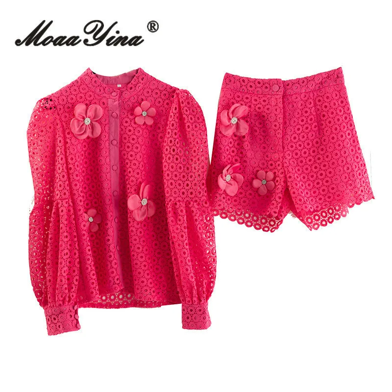 Модный дизайнерский комплект MoaaYina из двух предметов однотонные ажурные женские