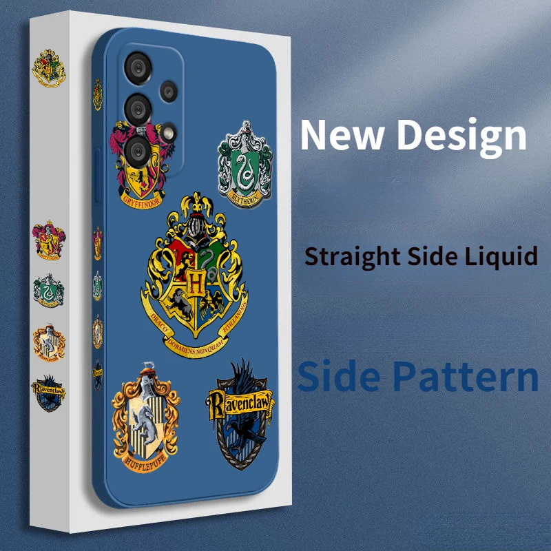 

Potters Wand Harries LOGO Phone Case For Samsung A73 A53 A33 A52 A32 A71 A51 A21S A03S A50 A30 5G Liquid Left Rope Funda