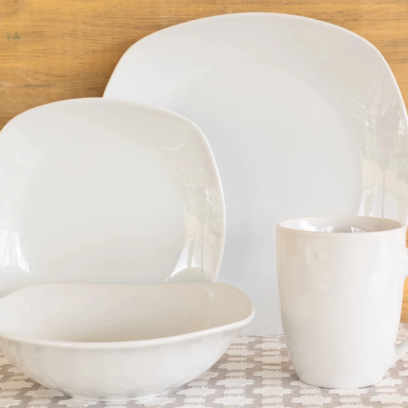 

Ten Strawberry Street Simply White Square 16-Piece Ceramic Dinnerware Set