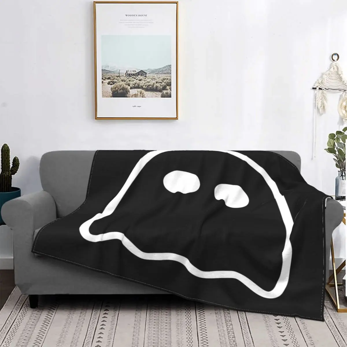 

Ghost Spooky-Manta escalofriante para cama, funda de sofá a cuadros, con capucha, manta, colcha para cama, 1 manta