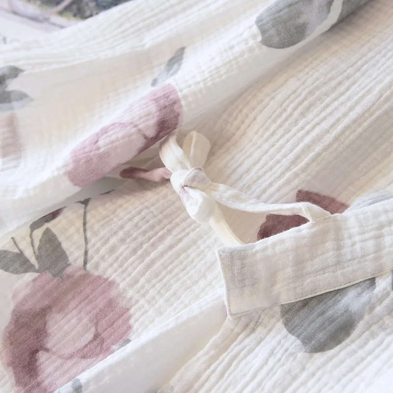 Халат-кимоно Женский длинный из чистого хлопка газовый халат в японском стиле с