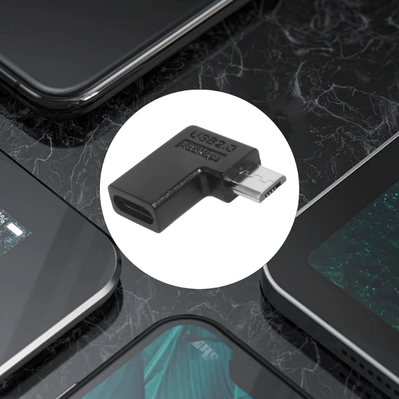 Угловой адаптер Micro USB to TypeC 48 Мбит/с быстрая передача данных для смартфонов