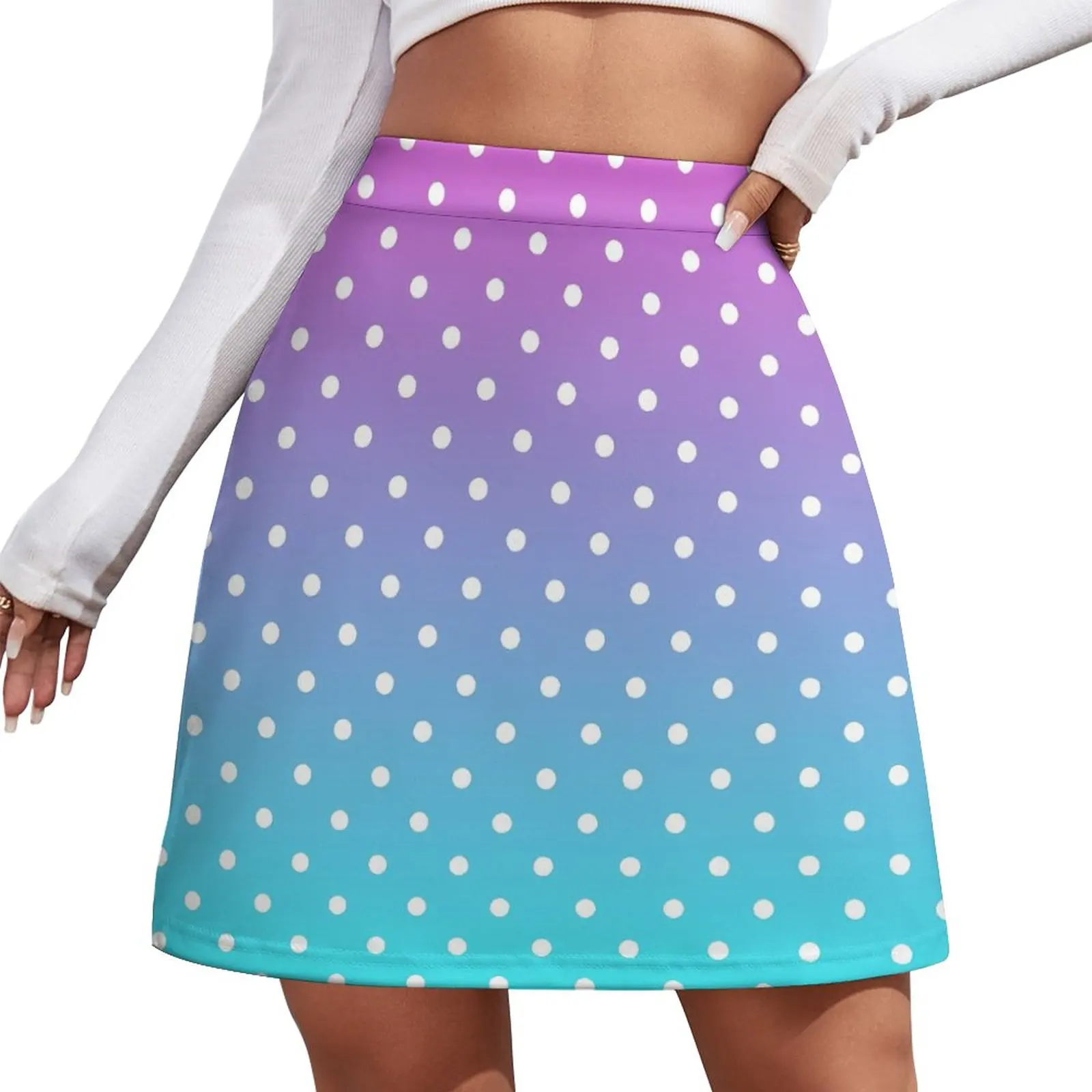

Polka Dot Skirt Female Gradient Print Trendy Mini Skirts Spring Street Fashion High-waisted Design Oversized Casual A-line Skirt