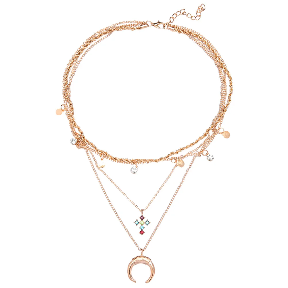 

1Pc Multi-layered Necklace Tassels Pendant Chain Necklace Neck Accessories