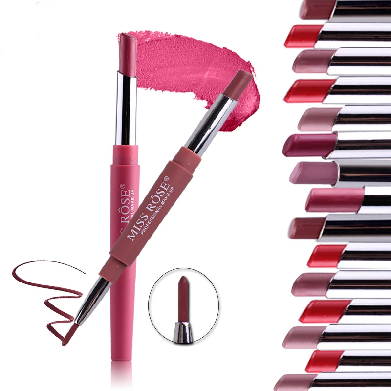 

Hot Sexy Women 8 Color Multi-function Double Head Durable Waterproof Nude Color Makeup Lipstick, Red Lip Pencil
