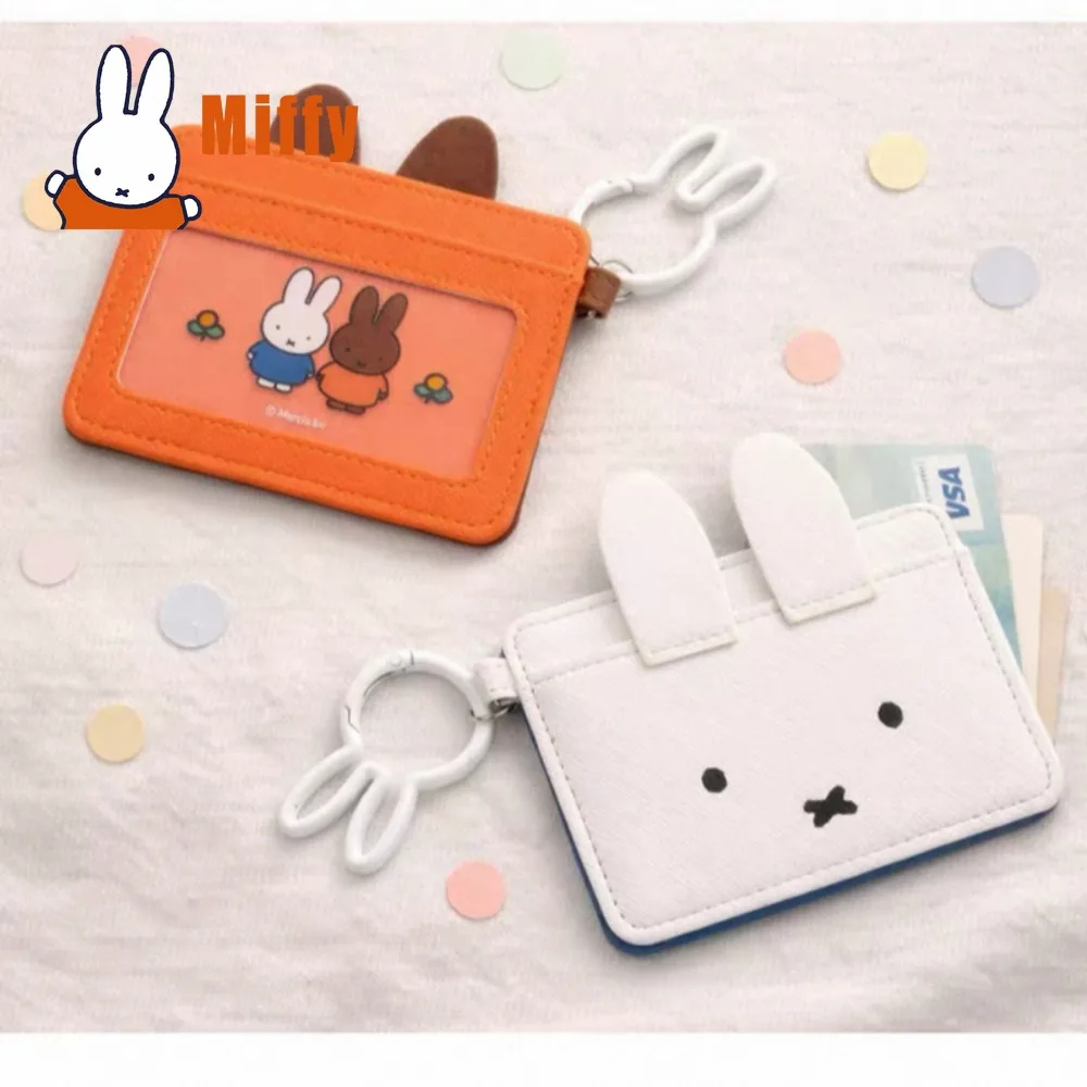 Милый кожаный картхолдер Miffy с кроликом, тонкий кошелек для документов, студенческий дорожный аксессуар, брелок-органайзер, подарок для девочки (art.: 3920da47f5ba2) - 3920da47f5ba2