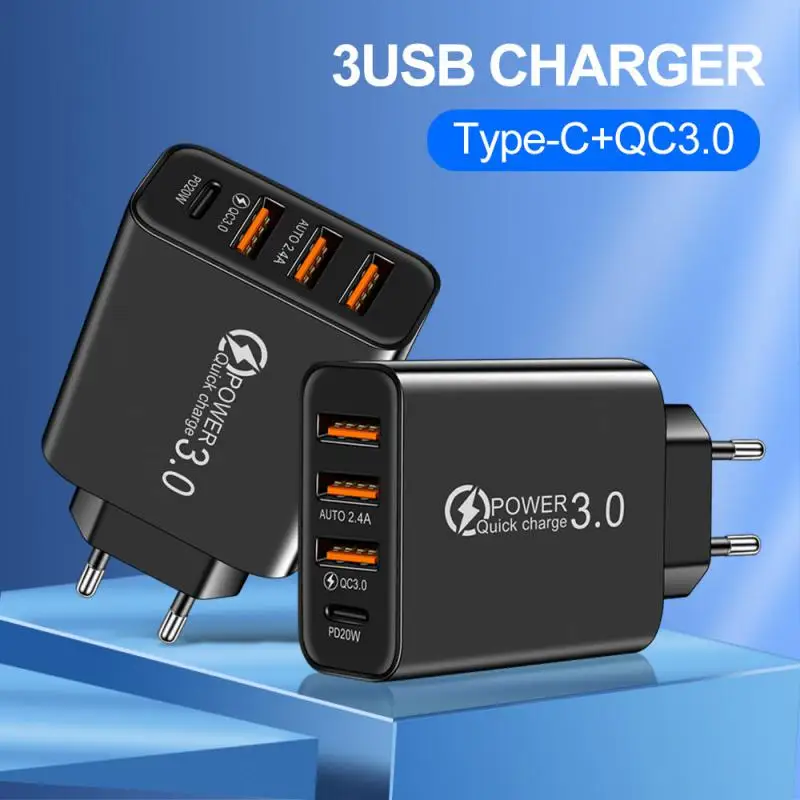 

3USB Travel Charger+CPD Charging Head European American Standard Mobile Phone Multi Port Charging Head Suitable For USB