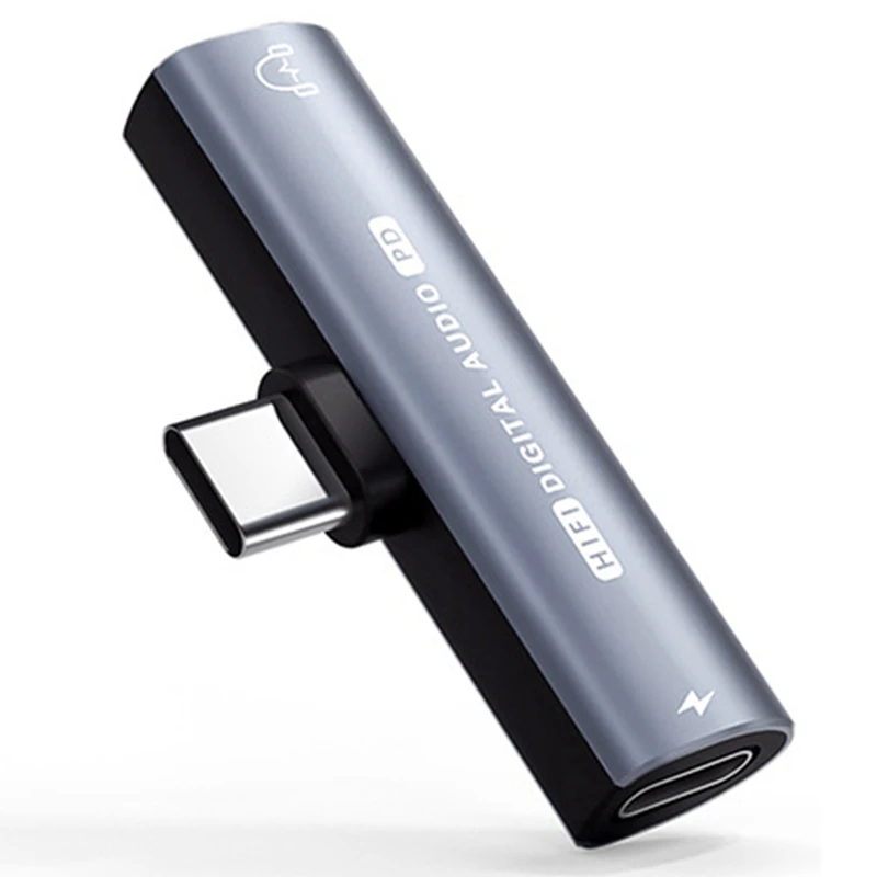 Фото Адаптер для аурикуляров 2 en 1 USB tipo C a USB C/3,5 мм, конвертер аудио ЦАП 32 бит/384 кГц, декодификатор Digital PD2 №2