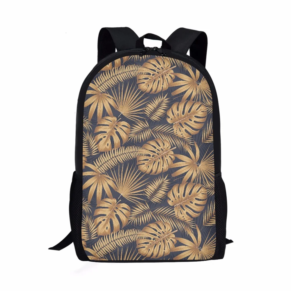

Unisex School Bags For Teenager Brown Print on Demand Dropshipping Custom High Quality School Backpack Tie-dyed Tropical Leaves