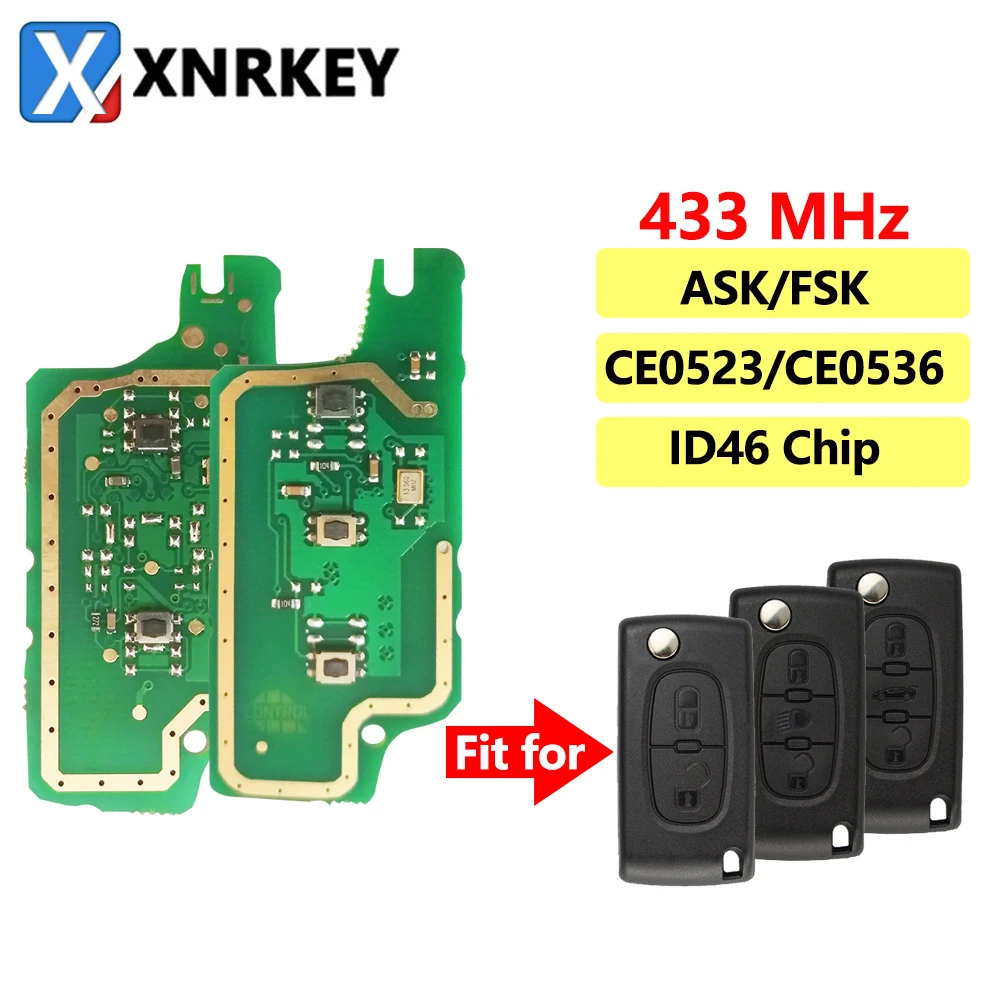 

XNRKEY 2/3Buttons Car Key Electronic Circuit Board CE0536 CE0523 For Peugeot 407 407 307 308 607 Citroen C2 C3 C4 C5