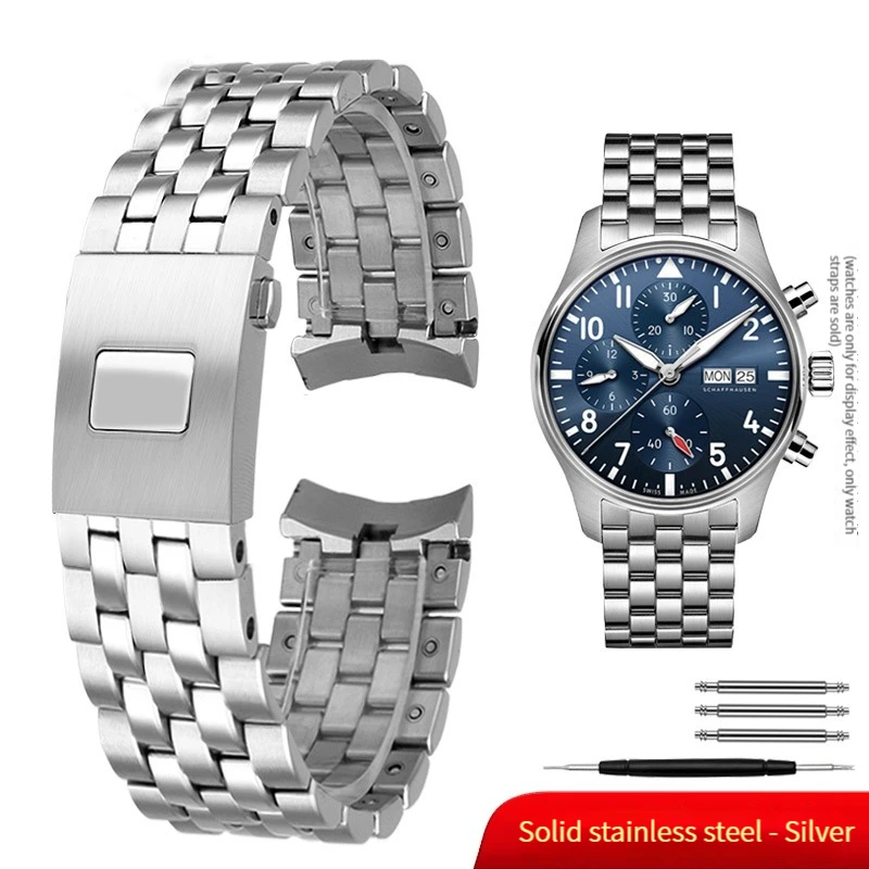 Ремешок из нержавеющей стали для IWC Pilot Mark 17 18 IW377714 IW377717 IW377710 высокого качества Watchband Bracelet Men 20mm 21mm.