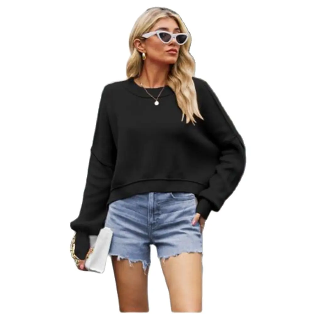 

Autumn/Winter Fashion Korean Version Pullovers Women/Girl 100% Acrylic Pure Color O-Neck Lantern Sleeve Loose Thick Sweater