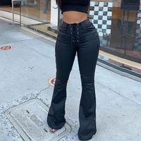 3xl women high waist bell bottom jeans black skinny stretch casual fashion y2k lace up flare denim distressed jeans mom hip lift