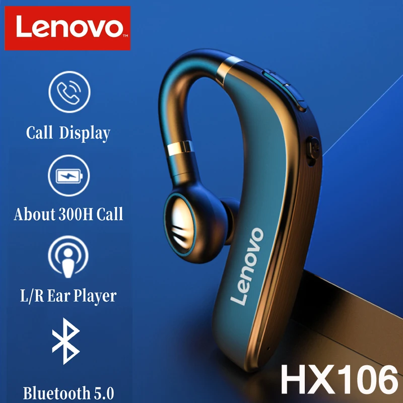 

Оригинальные беспроводные Bluetooth-наушники Lenovo HX106 Pro с ушным крючком, Bluetooth 5,0, наушники-вкладыши с микрофоном 40 часов для вождения, встречи