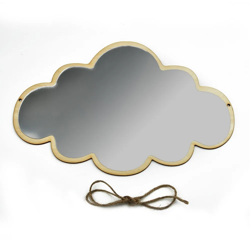 

Cloud Shape Decorative Mirror Nordic Style Mirror Wooden Frame Acrylic Makeup Mirror Cute Cloud Rabbit Wall Hanging Mirror